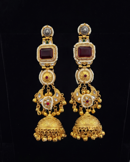 Rajtilak Jhumka - Red