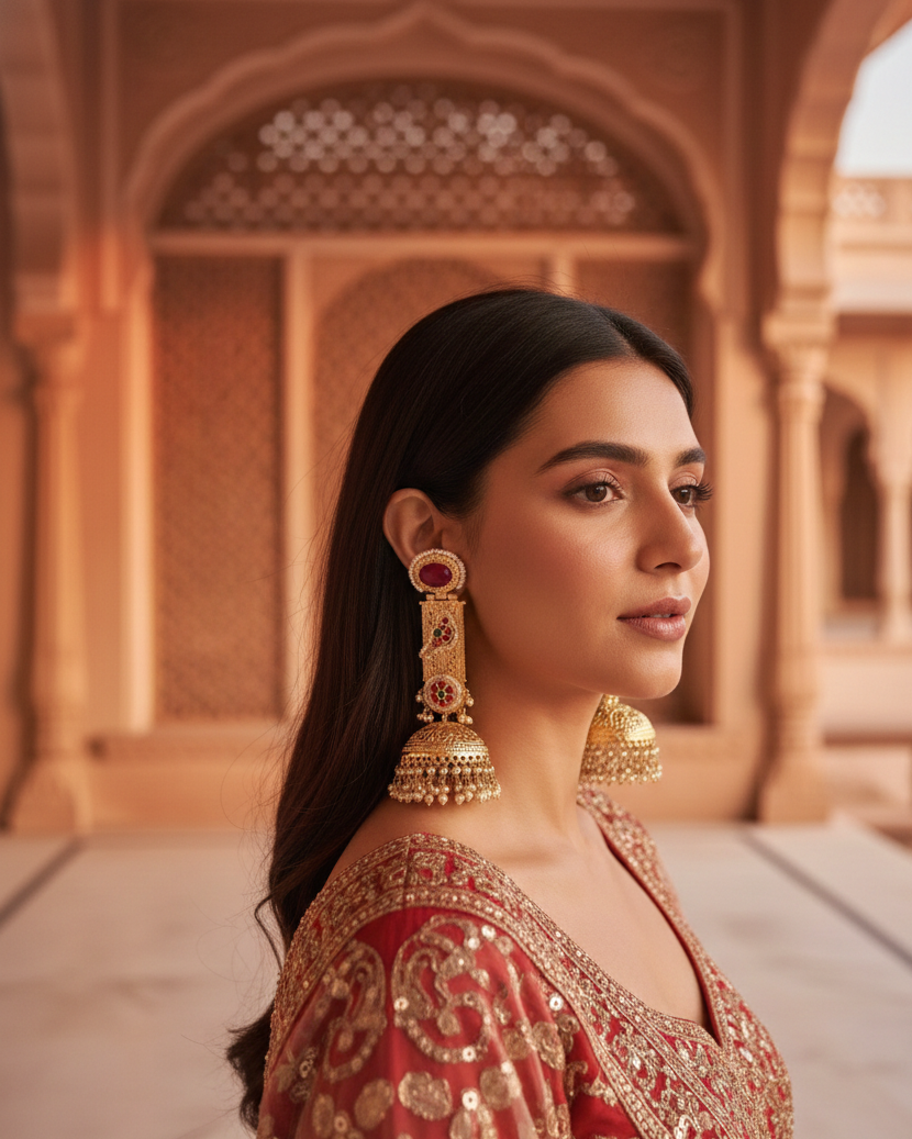 Gulistan Jhumka - Red