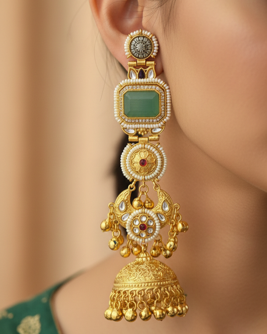 Rajtilak Jhumka - Mint Green
