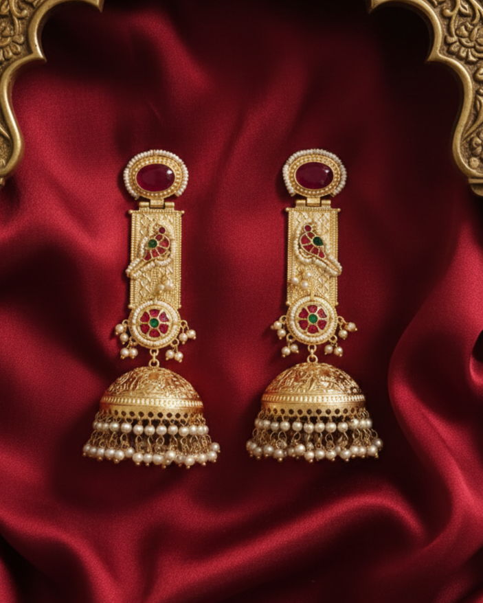 Gulistan Jhumka - Red