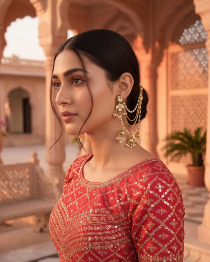 Pearl Kundan Kesh Chain