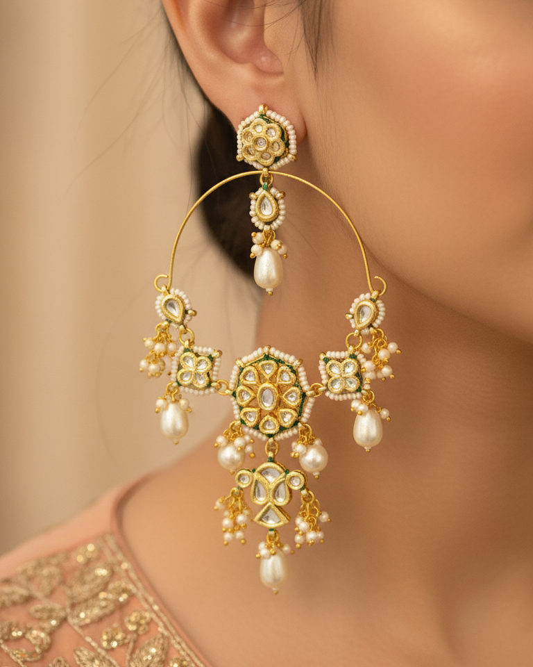 Sunehri Chaandbali - White