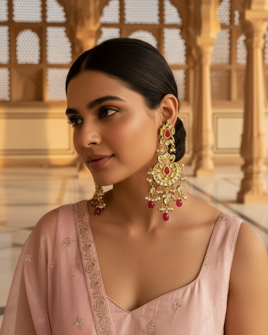 Padma Mohar Chaandbali - Red