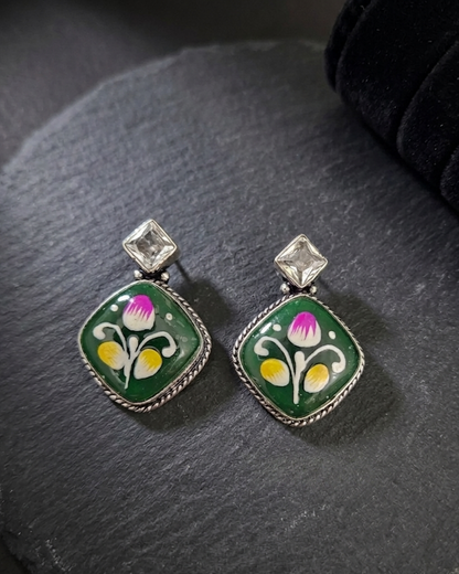 Hand Painted Phool Drops - Green