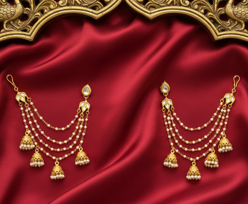 Pearl Jhumka Kesh Chain