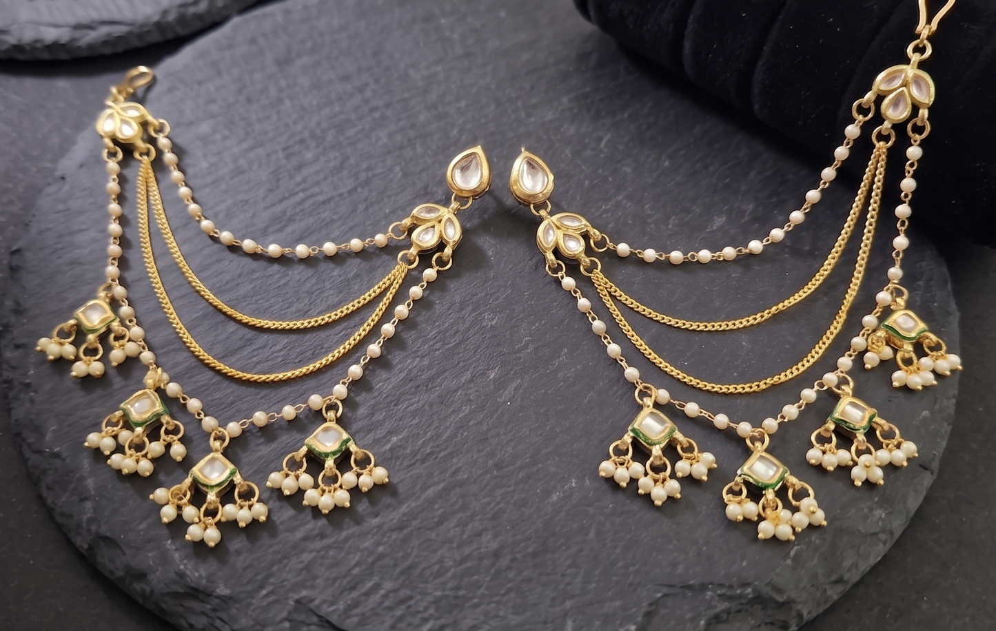 Pearl Kundan Kesh Chain