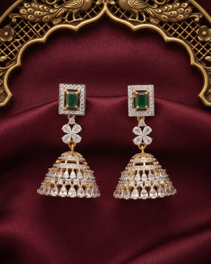 Belle Emerald Gold - American diamond earrings
