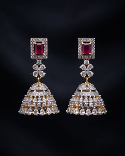 Belle Ruby Gold - American diamond earrings