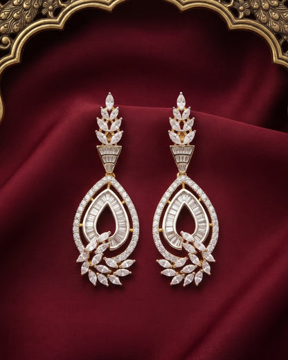 Celeste Teardrop Gold - American diamond earrings