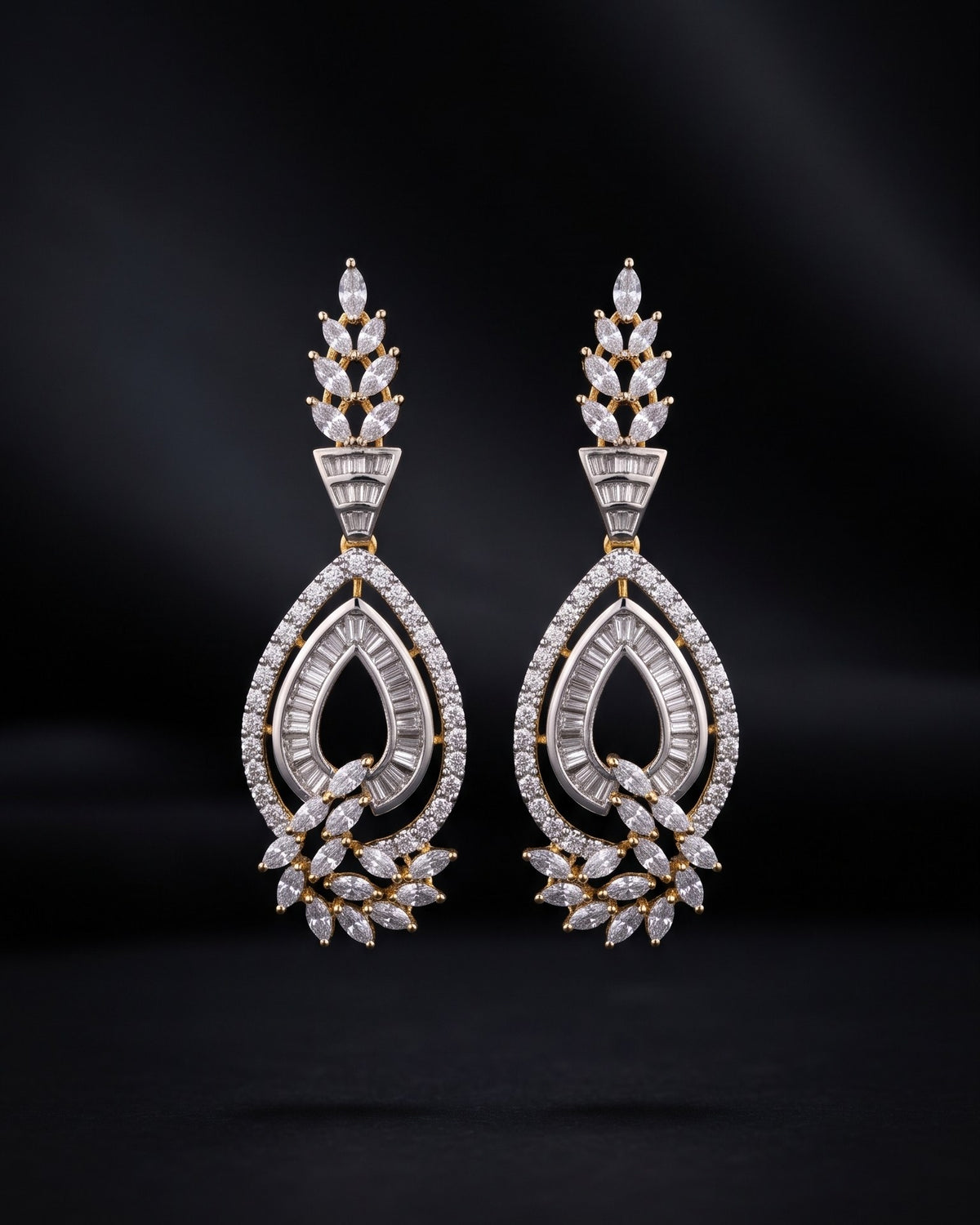 Celeste Teardrop Gold - American diamond earrings