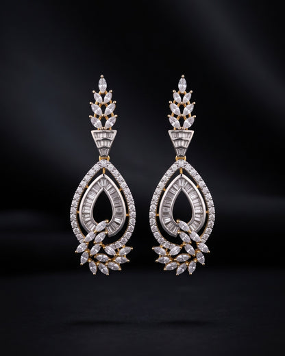 Celeste Teardrop Gold - American diamond earrings