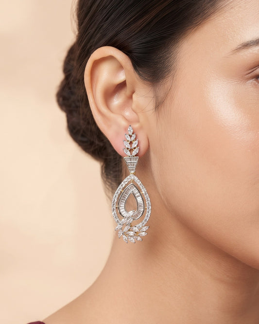 Celeste Teardrop Gold - American diamond earrings