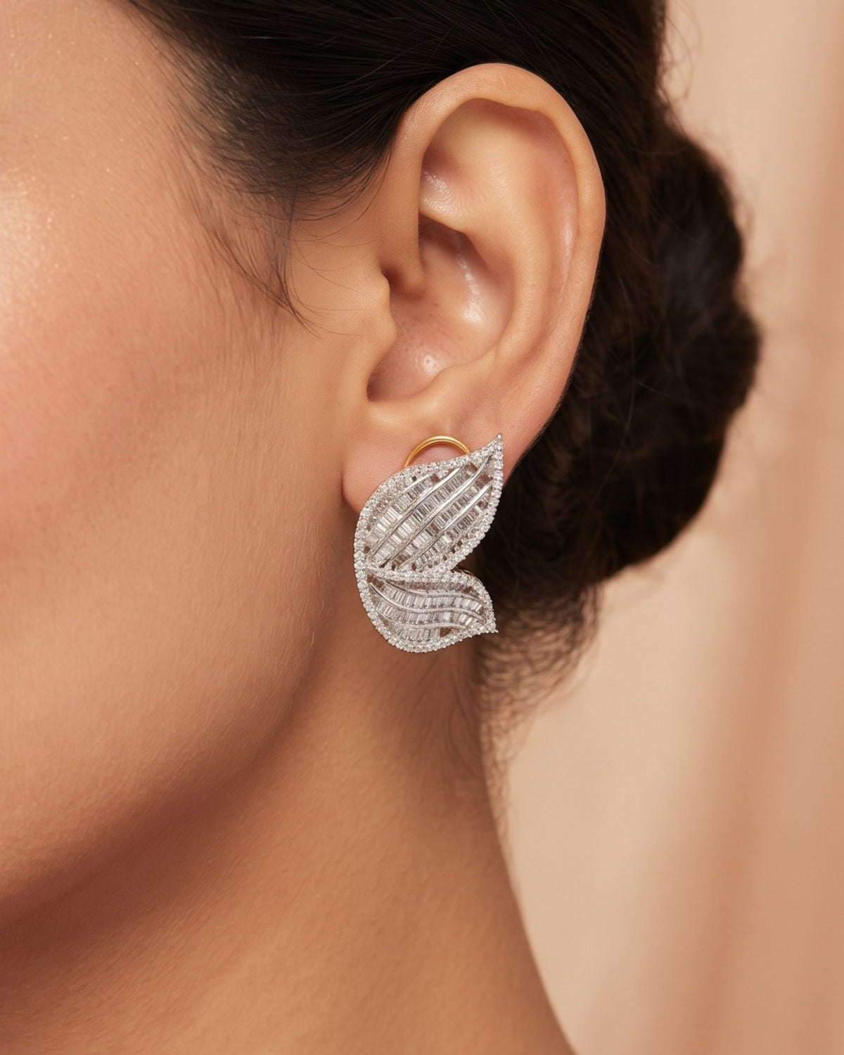 Celeste Wings Gold - American diamond earrings