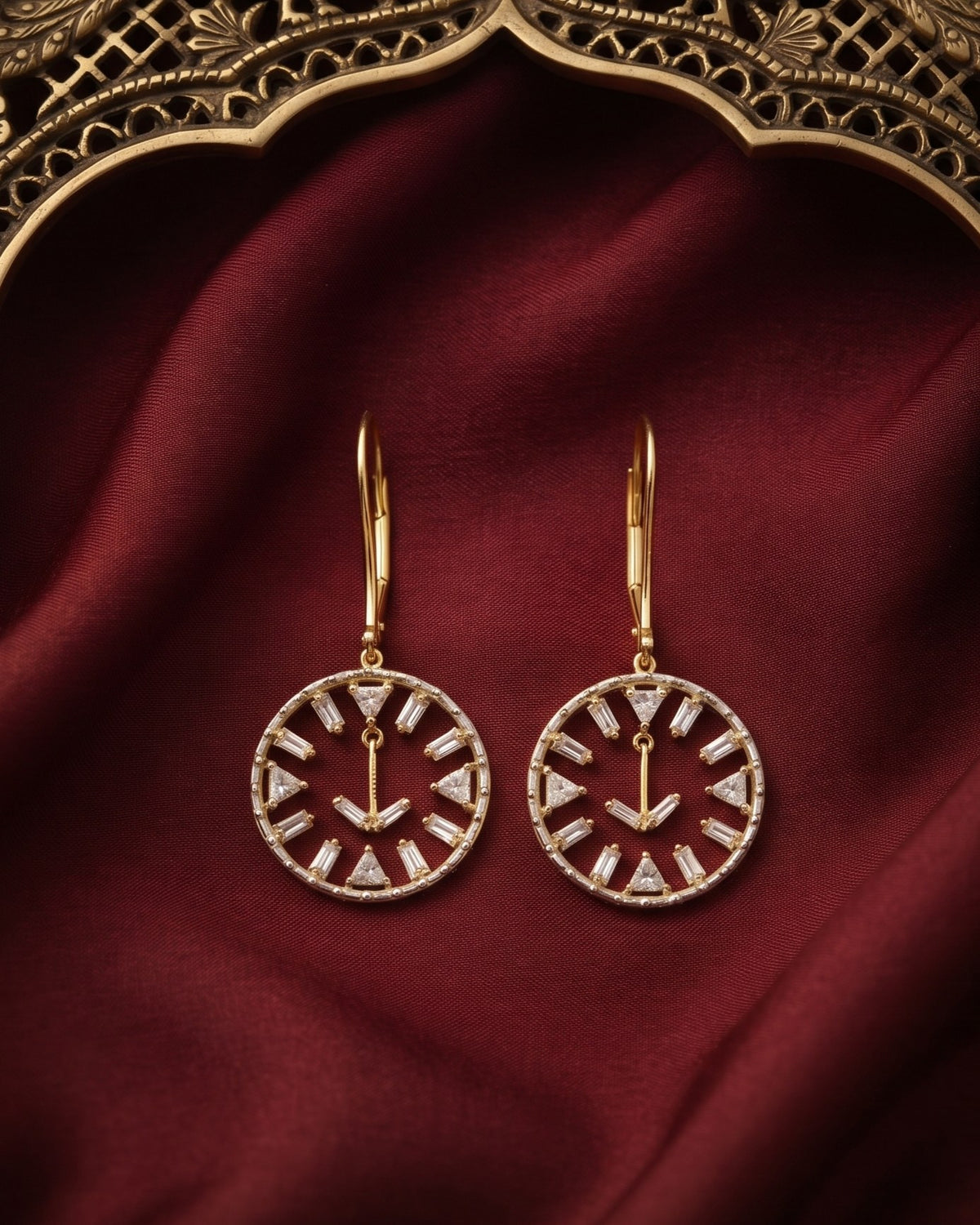 Celestial Dial Gold - American diamond earrings