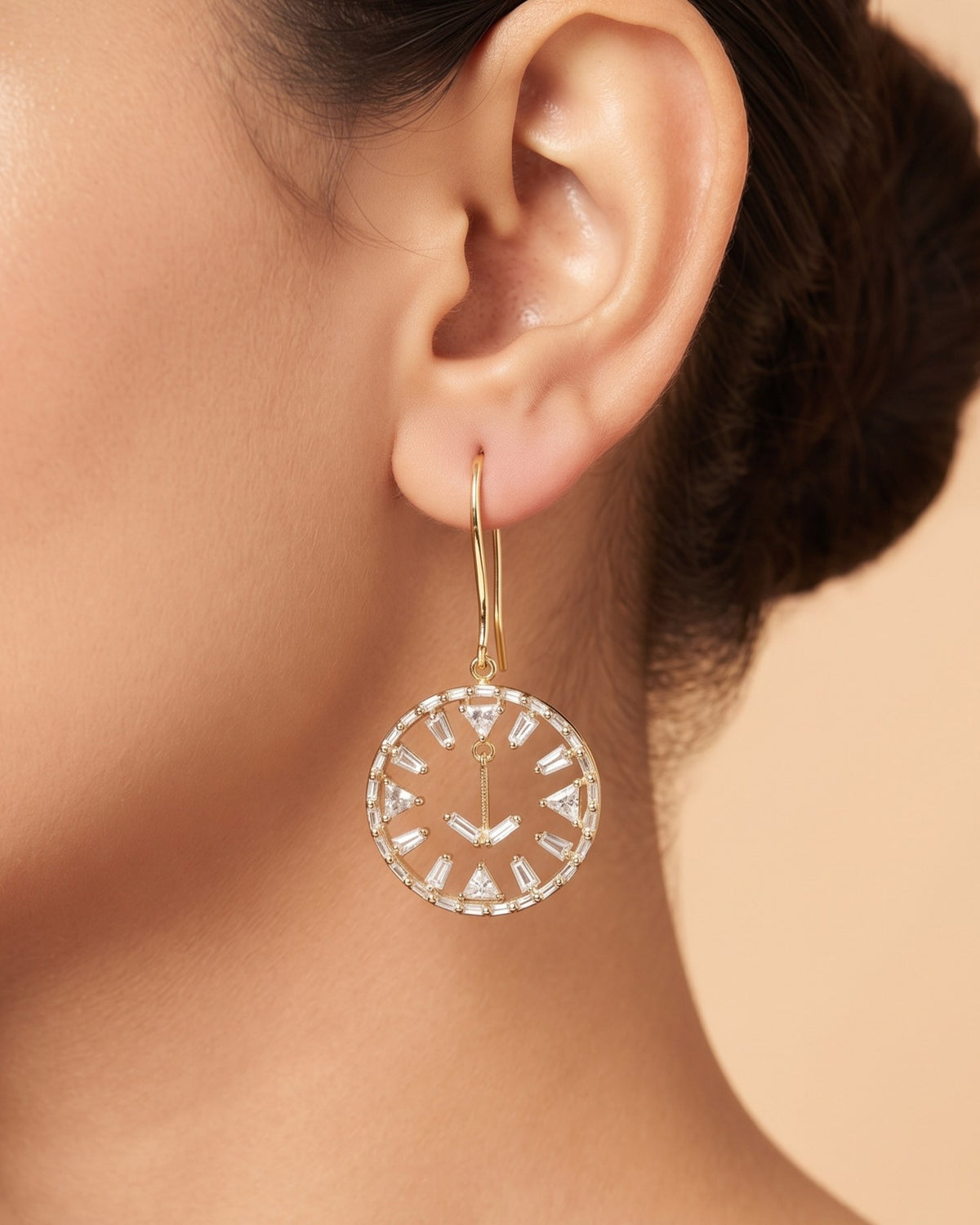 Celestial Dial Gold - American diamond earrings