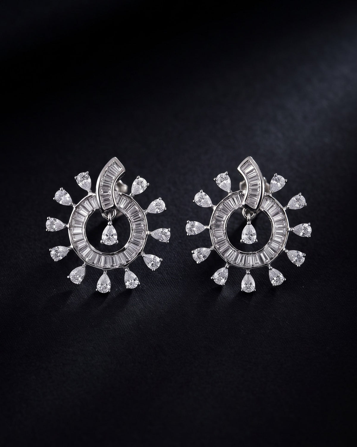 Celestial Halo Silver - American diamond earrings