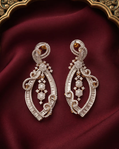 Celestial Ribbon Twist Gold - American diamond earrings