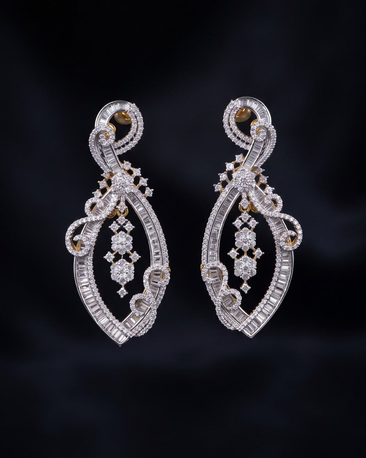 Celestial Ribbon Twist Gold - American diamond earrings