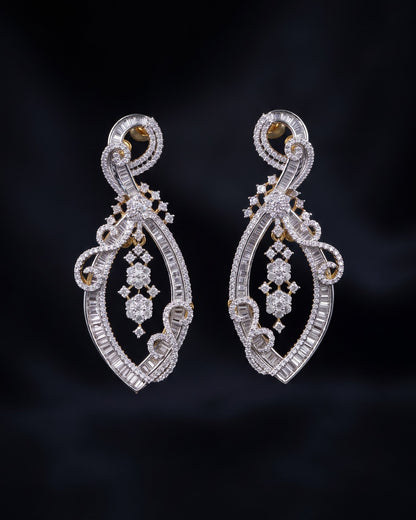 Celestial Ribbon Twist Gold - American diamond earrings