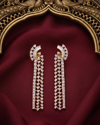 Crystal Ladder Gold - American diamond earrings