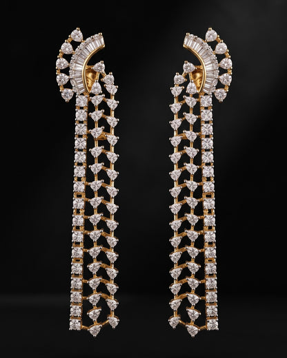 Crystal Ladder Gold - American diamond earrings