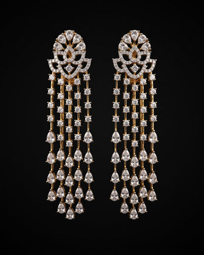 Diamond Rain Gold - American diamond earrings