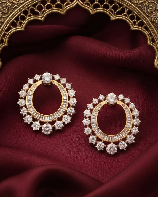 Diamond Rosette Gold - American diamond earrings
