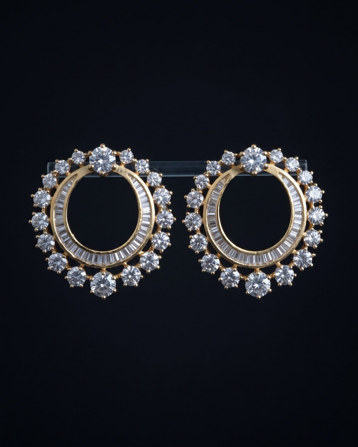 Diamond Rosette Gold - American diamond earrings