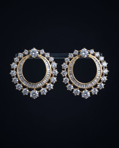 Diamond Rosette Gold - American diamond earrings