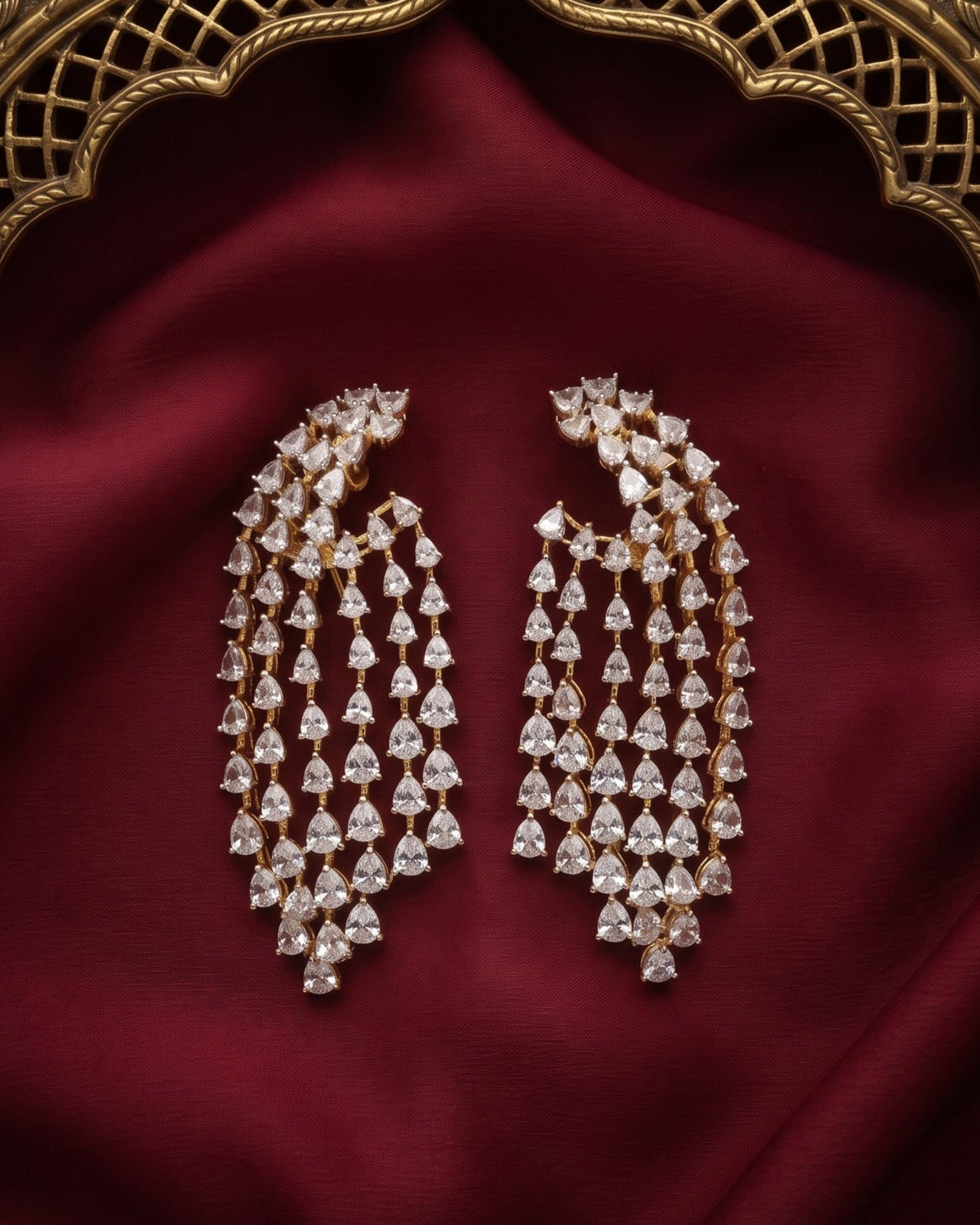 Diamond Veil Gold - American diamond earrings