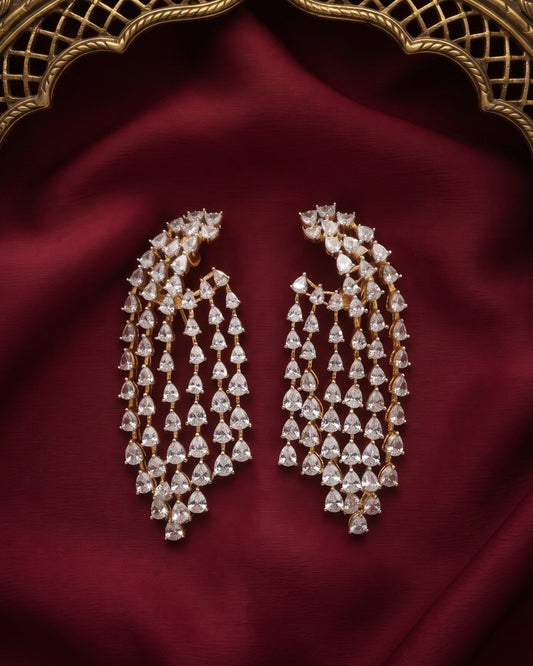 Diamond Veil Gold - American diamond earrings