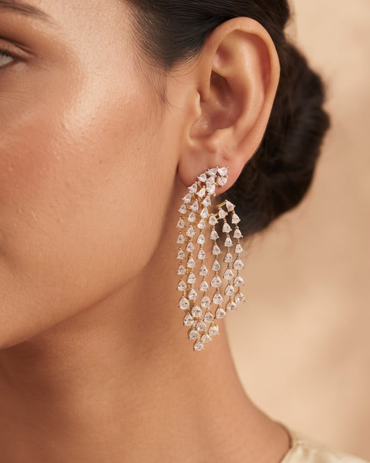 Diamond Veil Gold - American diamond earrings