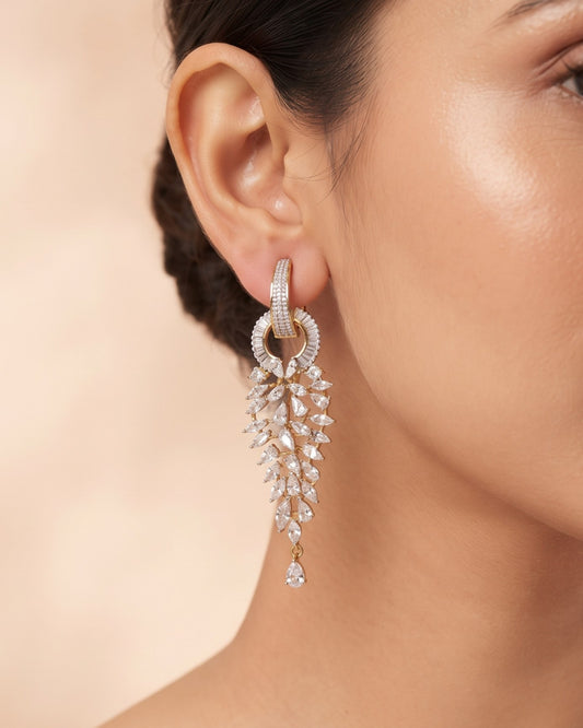 Diamond Wisteria Gold - American diamond earrings