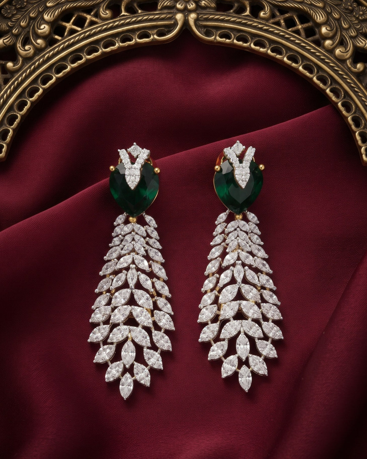 Emerald Canopy Gold - American diamond earrings