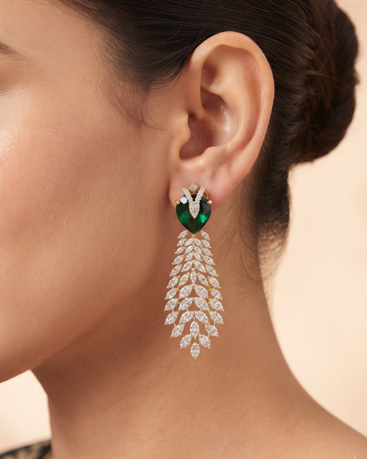 Emerald Canopy Gold - American diamond earrings