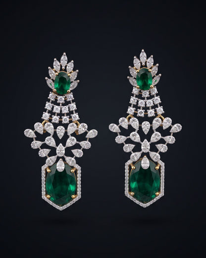 Emerald Majesty Gold - American diamond earrings