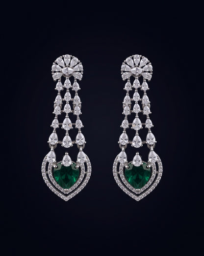 Emerald Trilogy Silver - American diamond earrings