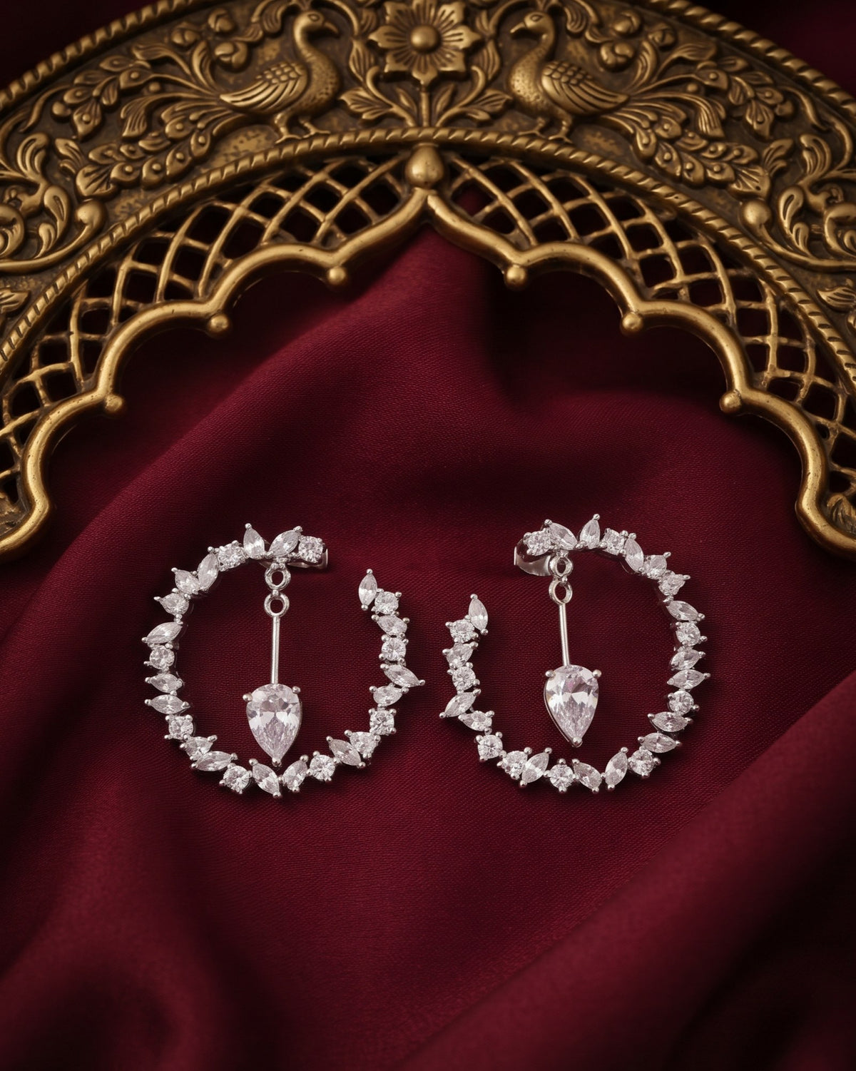 Falling Star Silver - American diamond earrings