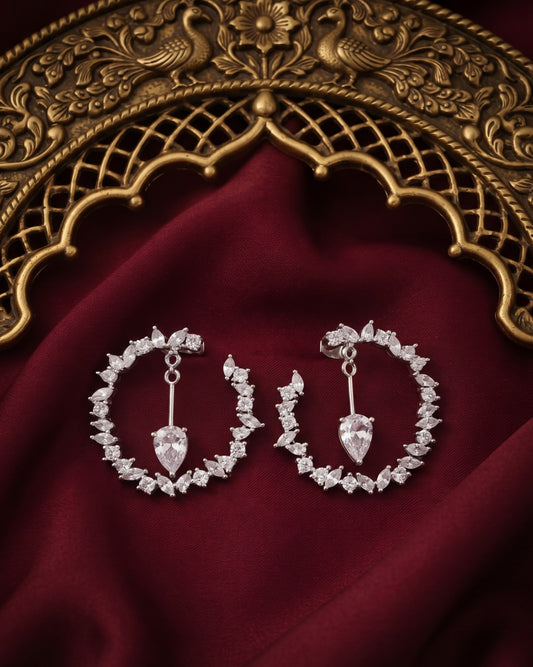 Falling Star Silver - American diamond earrings