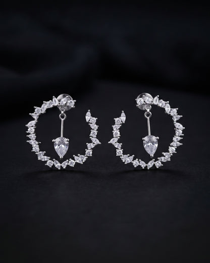 Falling Star Silver - American diamond earrings