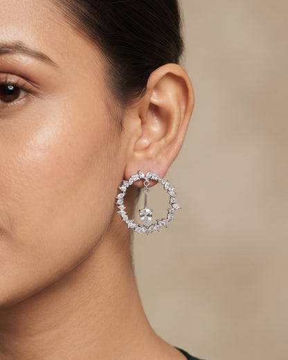 Falling Star Silver - American diamond earrings