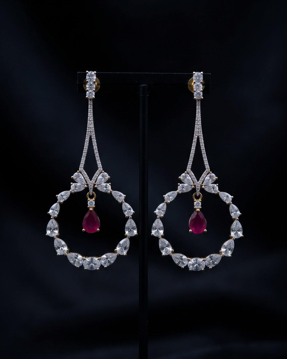 Garland Ruby Gold - American diamond earrings