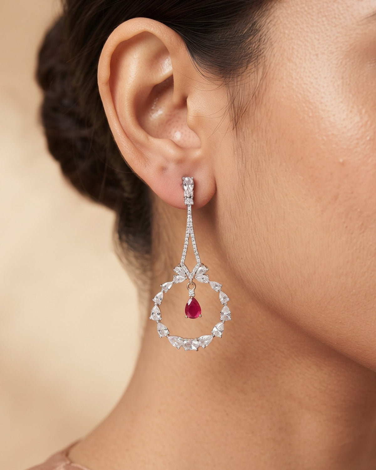 Garland Ruby Gold - American diamond earrings