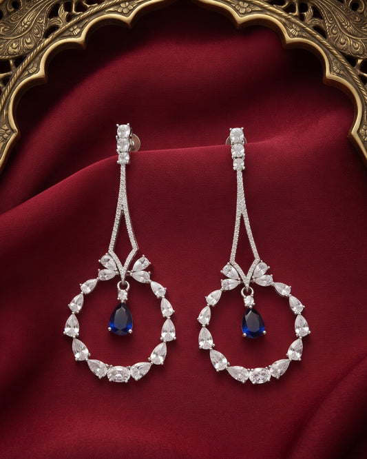 Garland Sapphire Silver - American diamond earrings