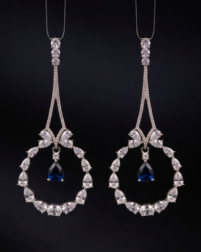 Garland Sapphire Silver - American diamond earrings