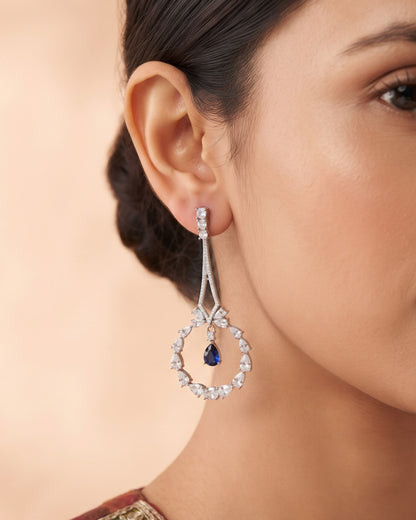 Garland Sapphire Silver - American diamond earrings