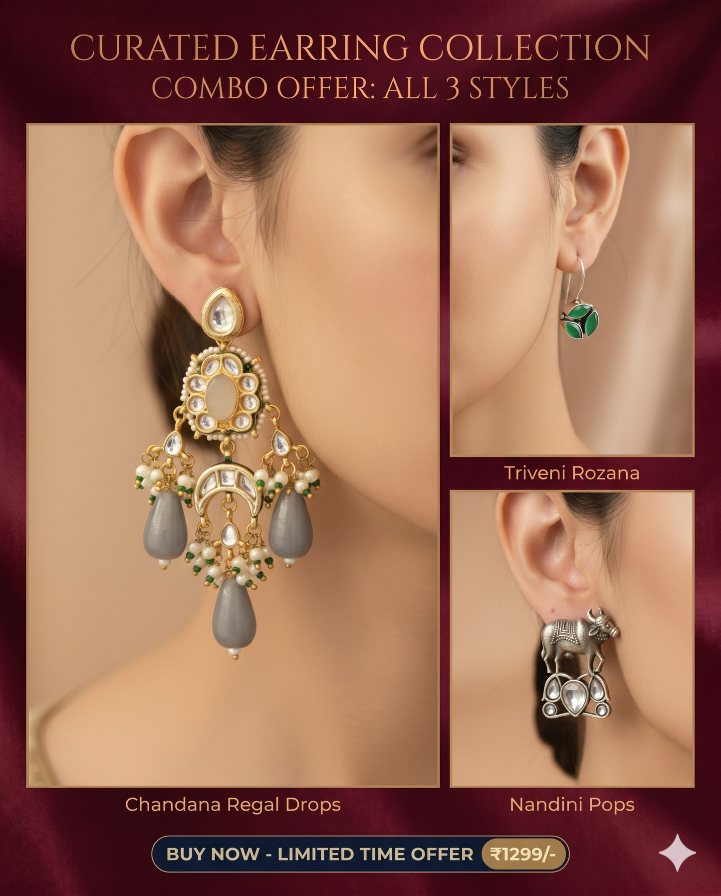Combo Triveni Nandini Regal Earrings