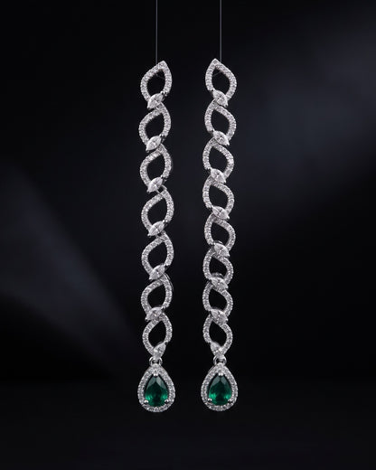 Interlace Emerald Silver - American diamond earrings