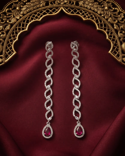 Interlace Ruby Silver - American diamond earrings