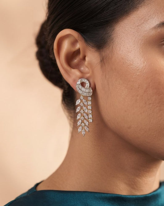Ivy Cascade Gold - American diamond earrings